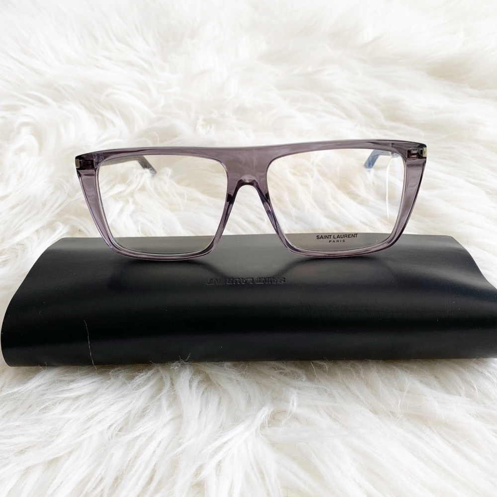 Saint Laurent Transparent Lavender Rectangular Glasses